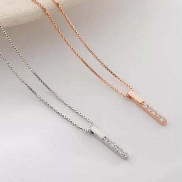 Sterling Silver Pendant Bar Necklace - Picture 6 of 11